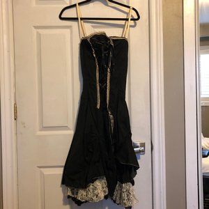 Lolita style black lace-up dress